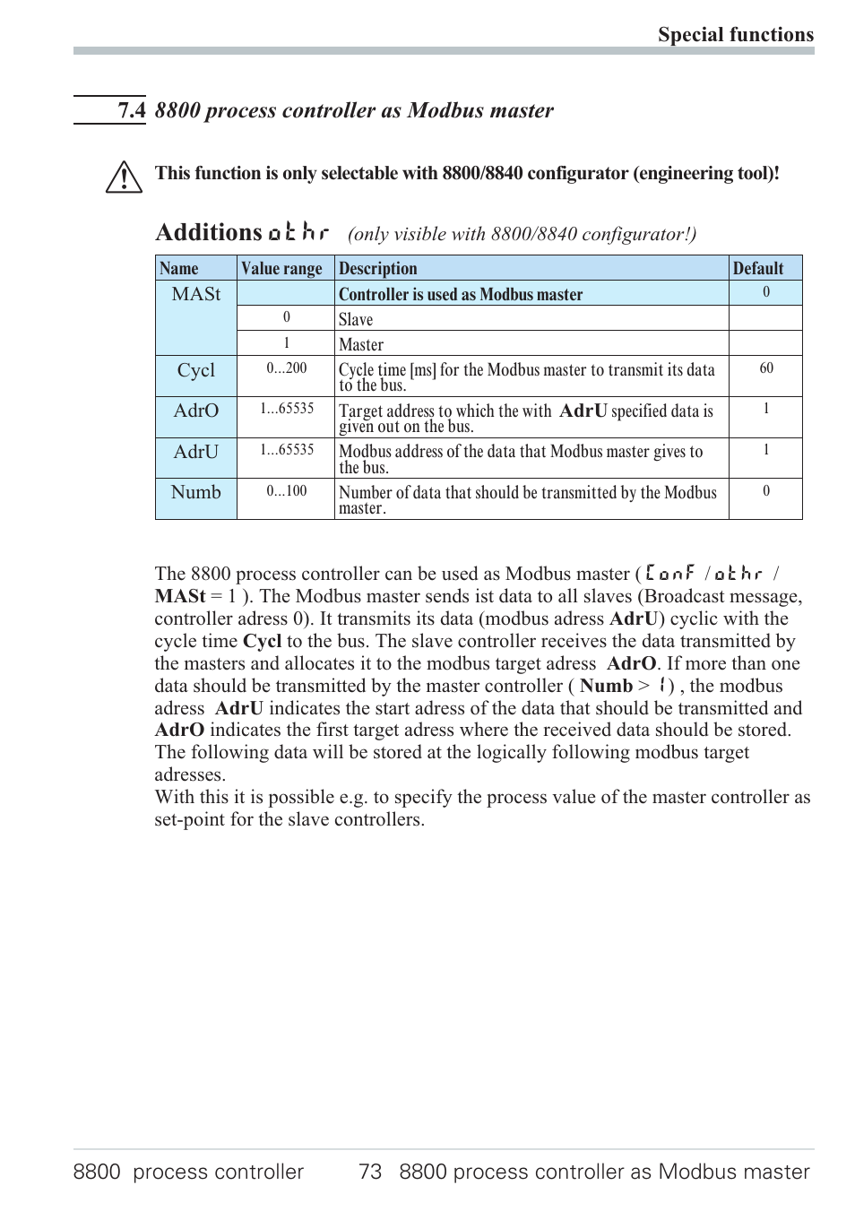 2 configuration: 73, Additions othr | West Control Solutions N8800 User Manual | Page 73 / 88