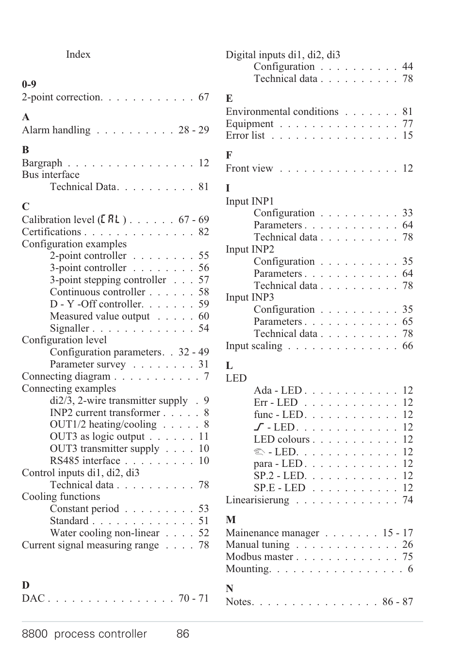 Notes 86 - 87 | West Control Solutions N8800 User Manual | Page 86 / 88