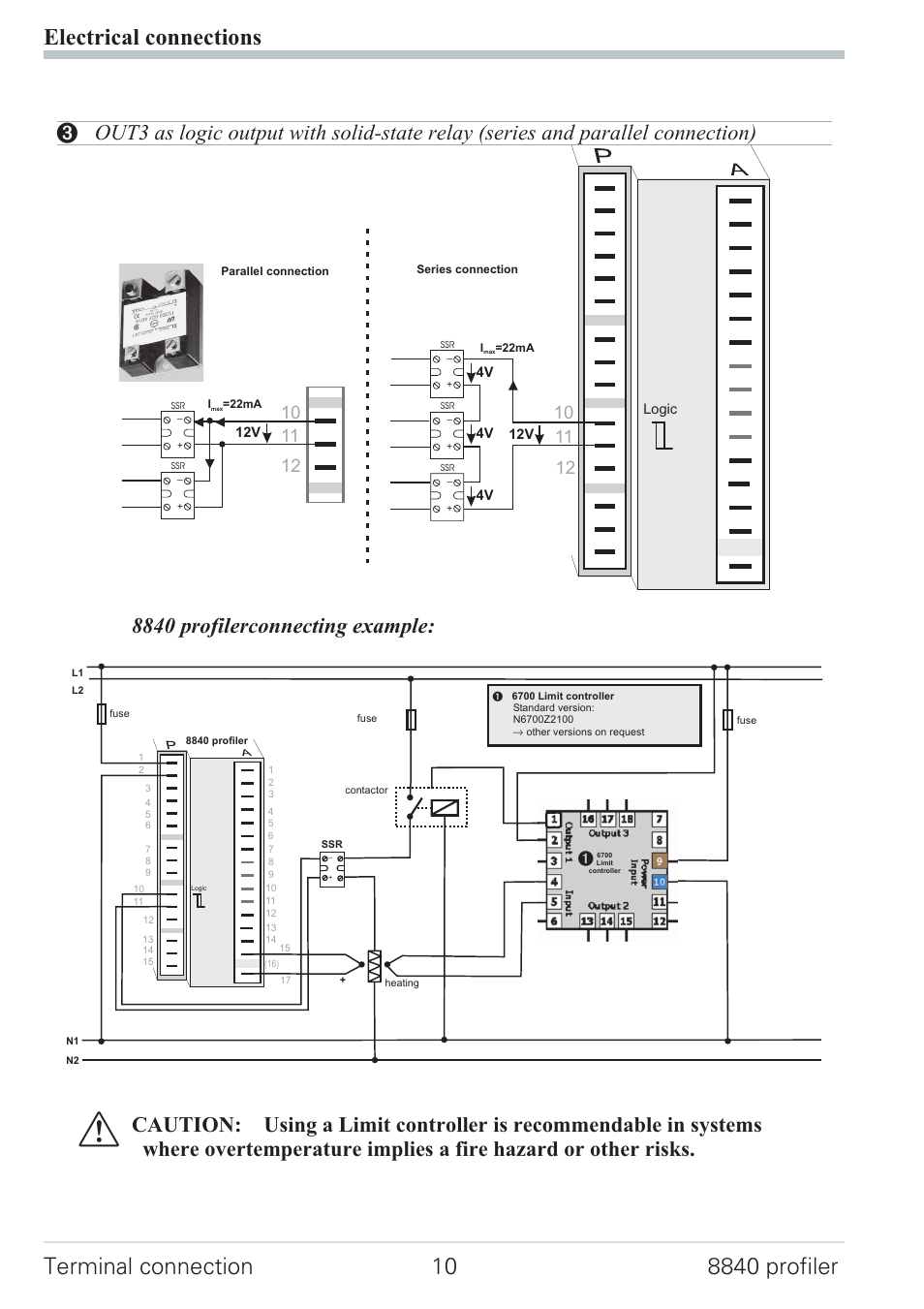 Out3 as logic output 10, 8840 profilerconnecting example | West Control Solutions N8840 User Manual | Page 10 / 90