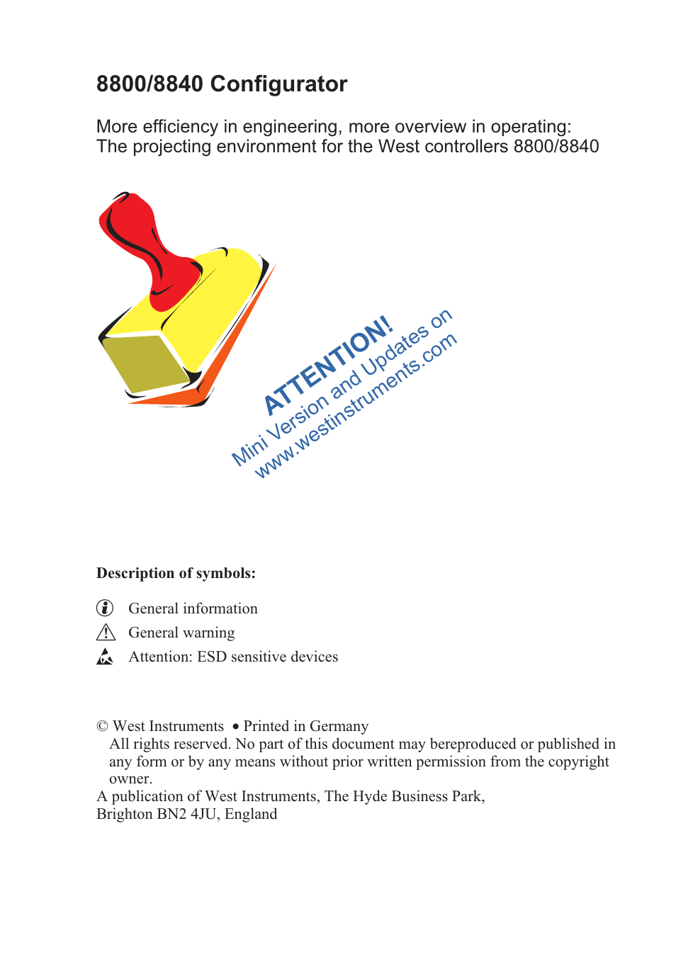 At tention | West Control Solutions N8840 User Manual | Page 2 / 90