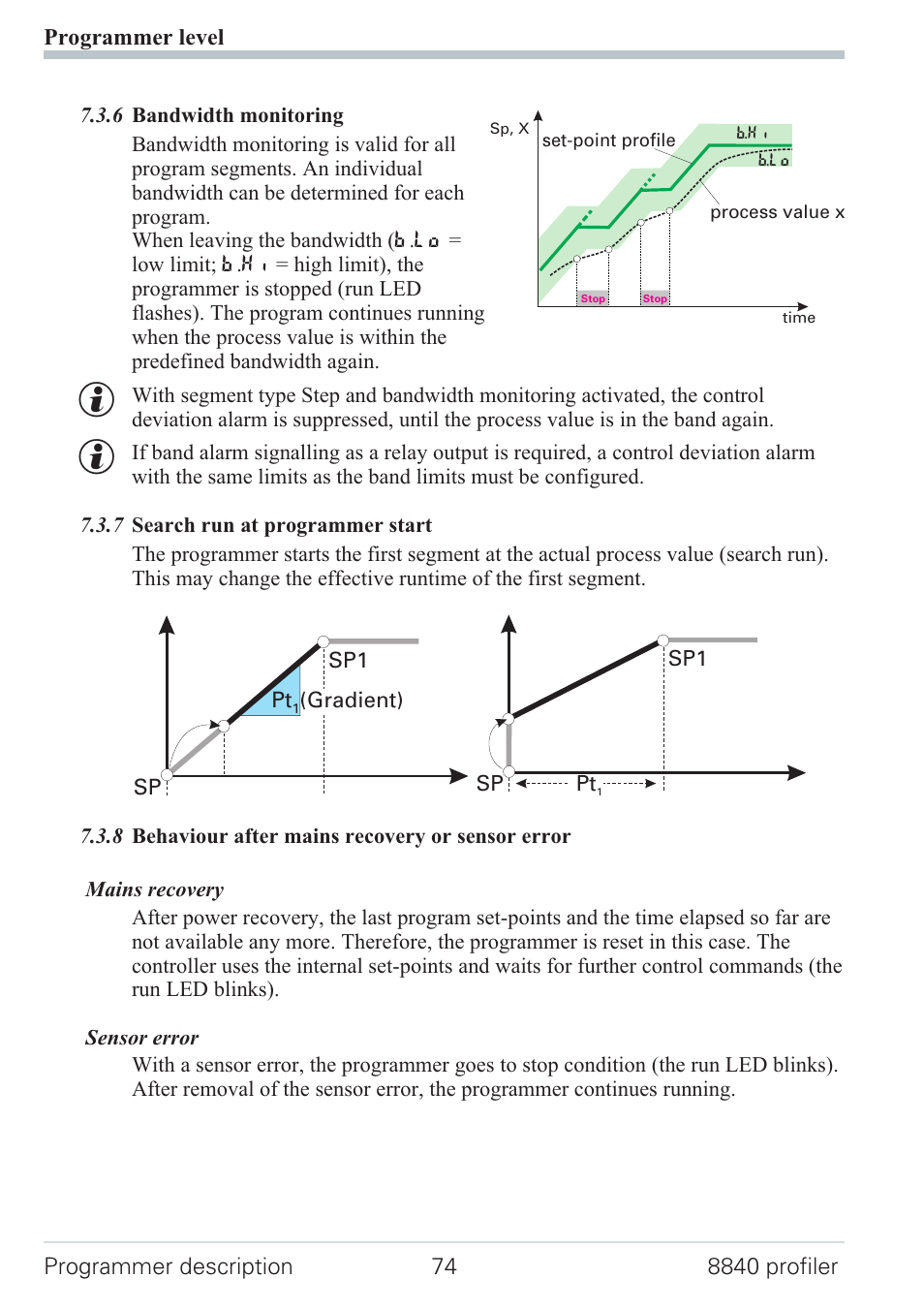 6 bandwidth monitoring 74, 7 search run at programmer start 74 | West Control Solutions N8840 User Manual | Page 74 / 90