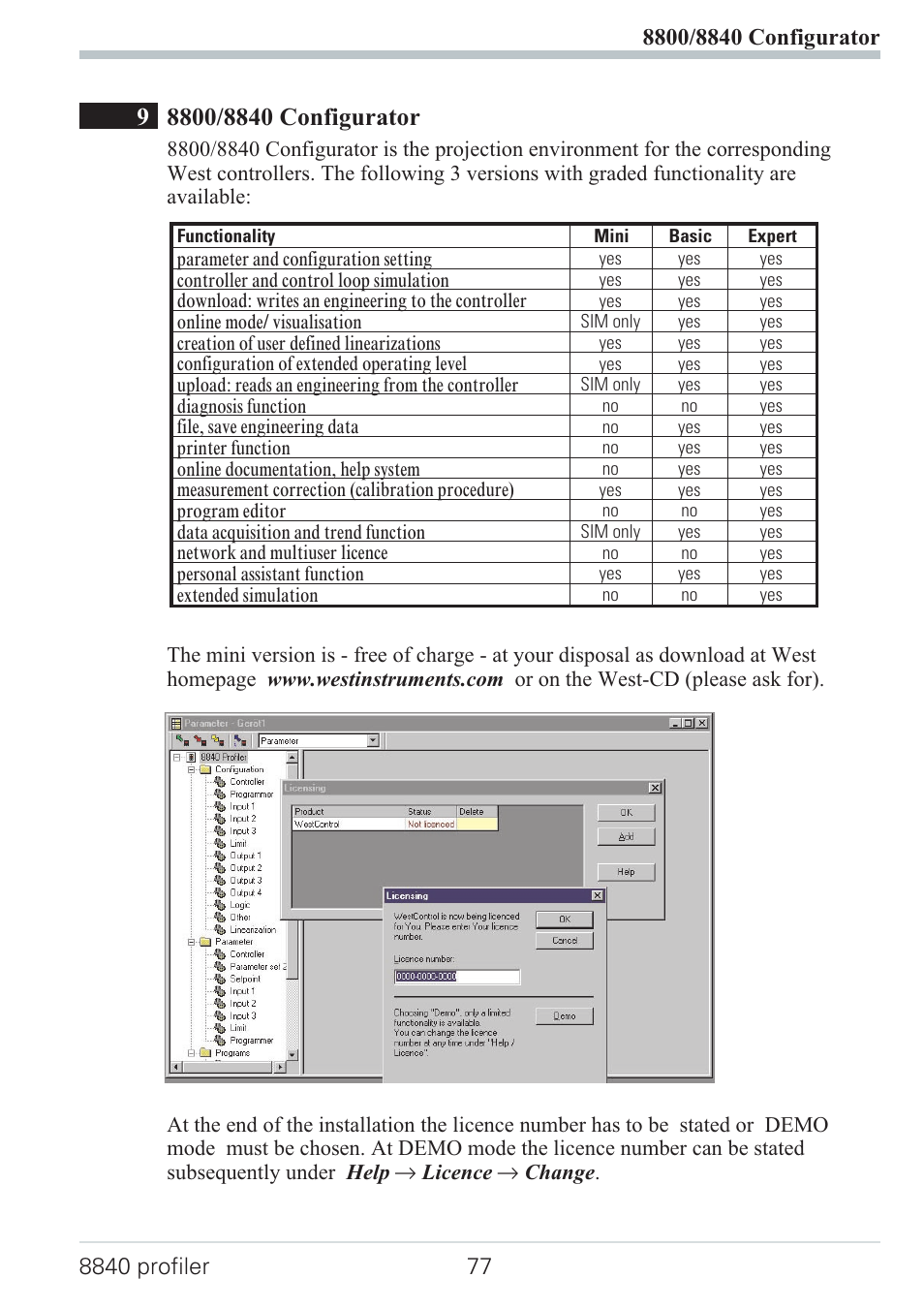 8800/8840 configurator 77, Bluecontrol 77 | West Control Solutions N8840 User Manual | Page 77 / 90