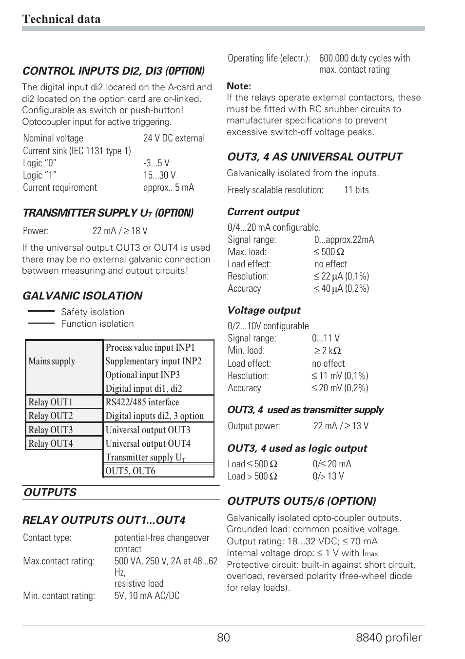 Technical data 80, Technical data | West Control Solutions N8840 User Manual | Page 80 / 90