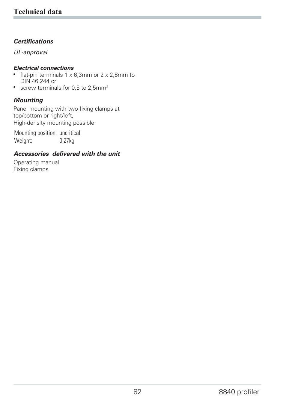 Certifications 82, Technical data | West Control Solutions N8840 User Manual | Page 82 / 90