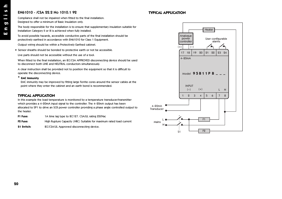 Typical application, English | West Control Solutions 9500 User Manual | Page 20 / 24