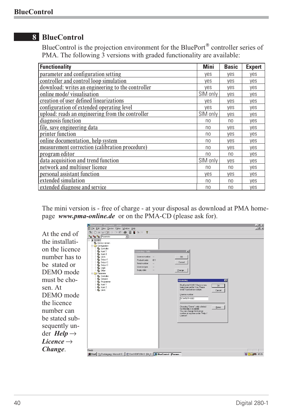 8 bluecontrol 40, Bluecontrol 40, 8bluecontrol | Bluecontrol | West Control Solutions D280-1 User Manual | Page 40 / 49