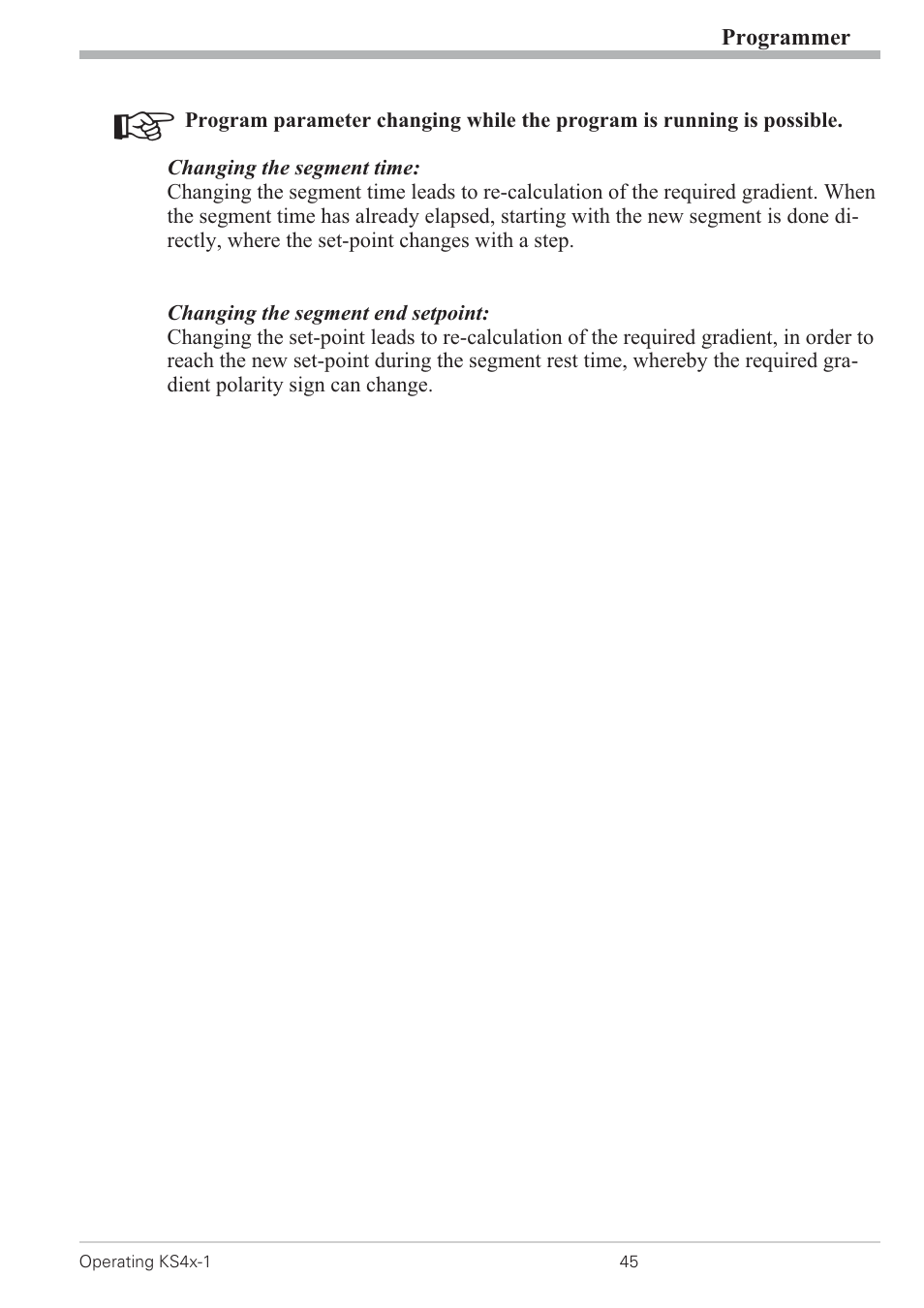 Changing segment end setpoint 45, Changing segment time 45 | West Control Solutions KS 42-1 User Manual | Page 45 / 60