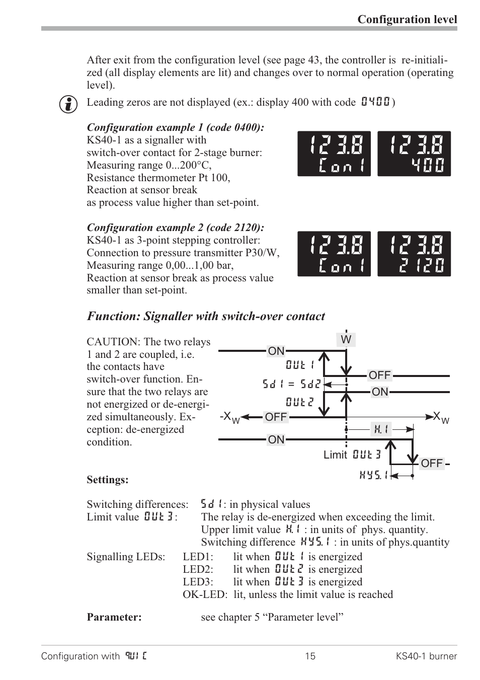 Signaller with switch-over contact 15, Con1 | West Control Solutions KS 40-1 Burner User Manual | Page 15 / 40