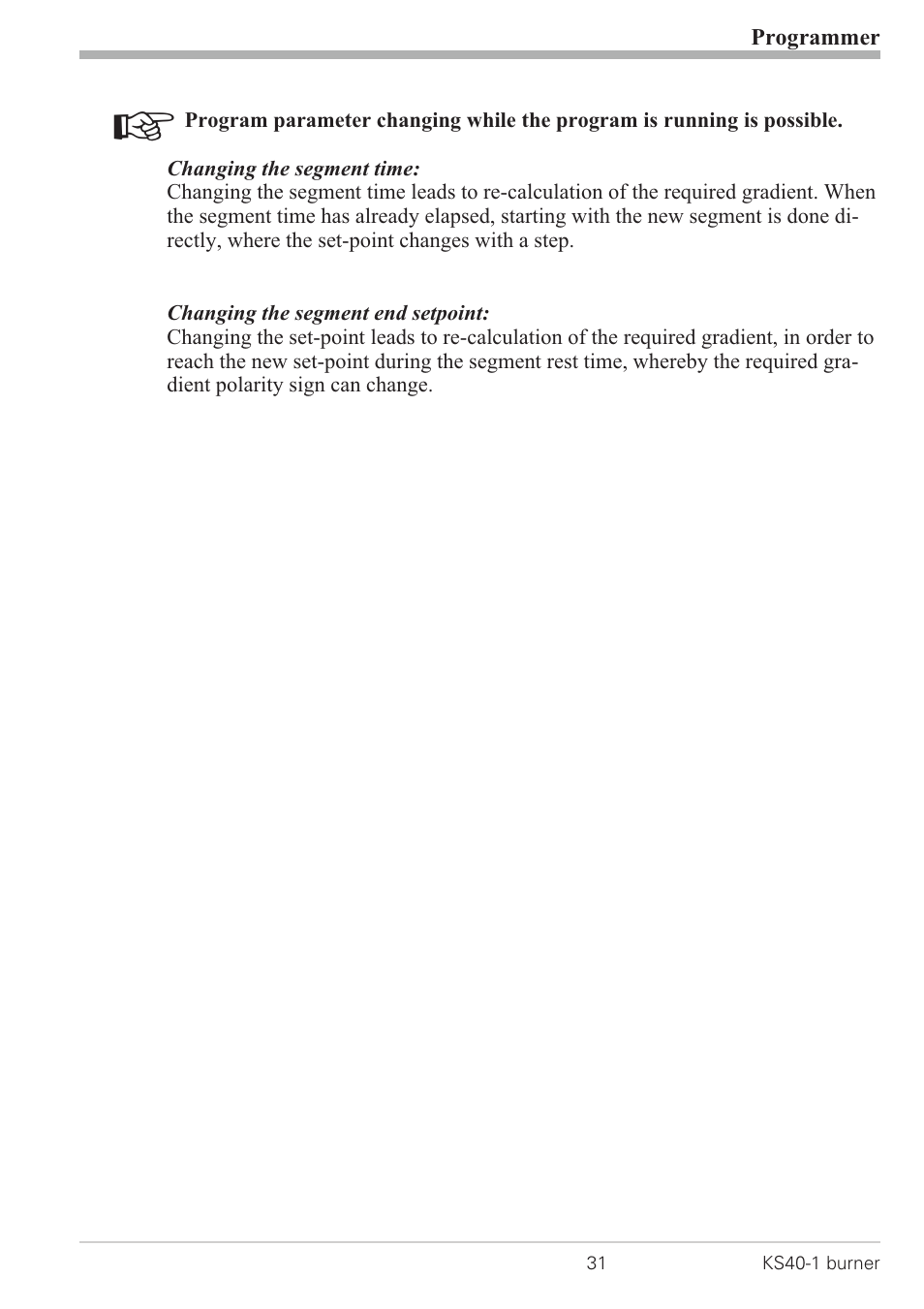 Changing segment end setpoint 31, Changing segment time 31 | West Control Solutions KS 40-1 Burner User Manual | Page 31 / 40