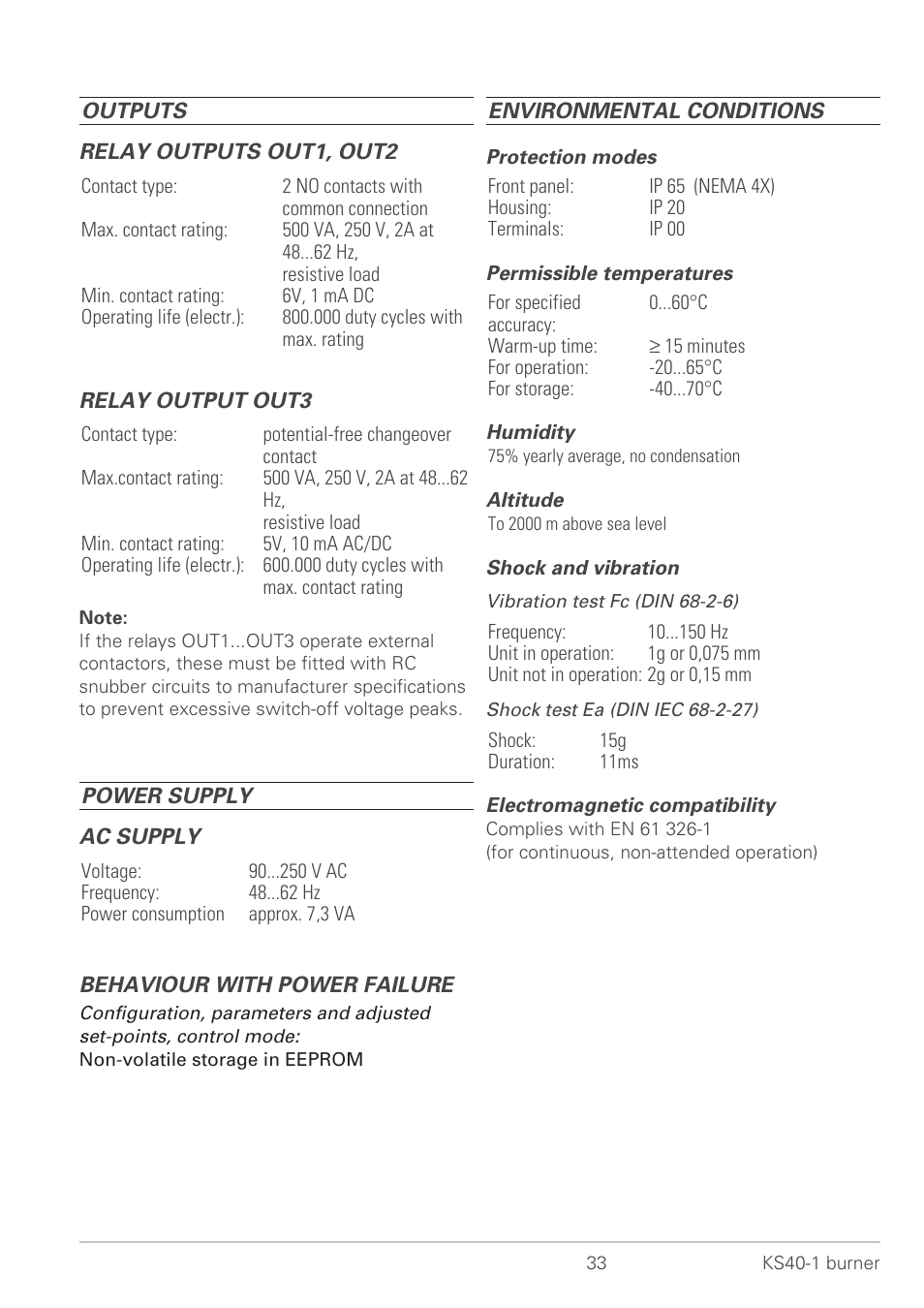 Technical data 33 | West Control Solutions KS 40-1 Burner User Manual | Page 33 / 40