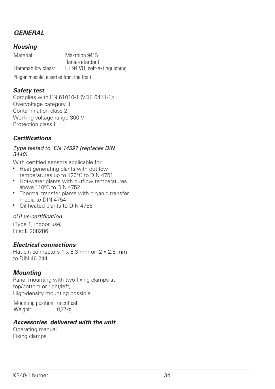 Safety test 34 | West Control Solutions KS 40-1 Burner User Manual | Page 34 / 40