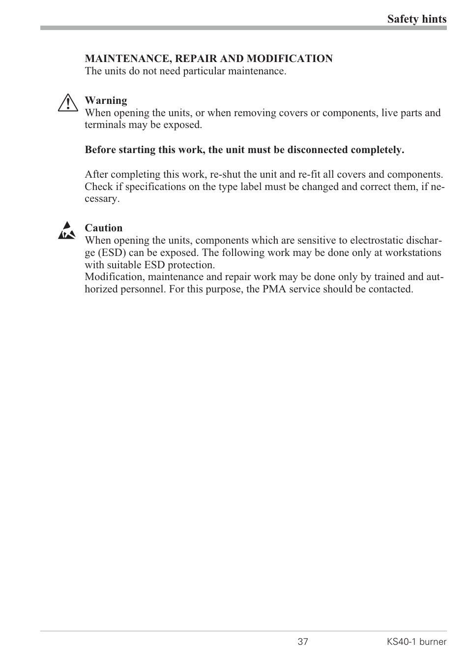 West Control Solutions KS 40-1 Burner User Manual | Page 37 / 40