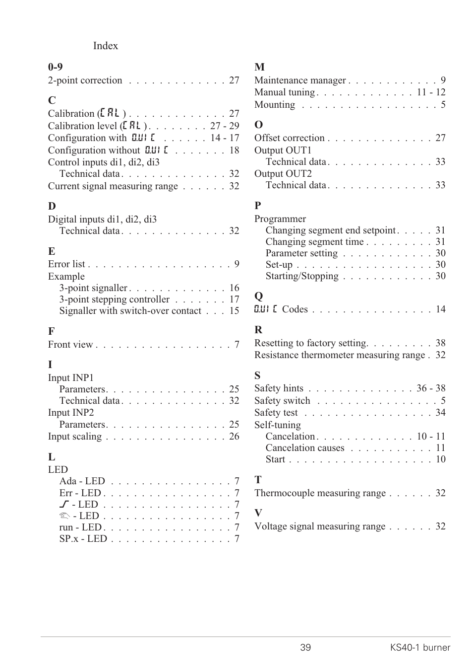 West Control Solutions KS 40-1 Burner User Manual | Page 39 / 40