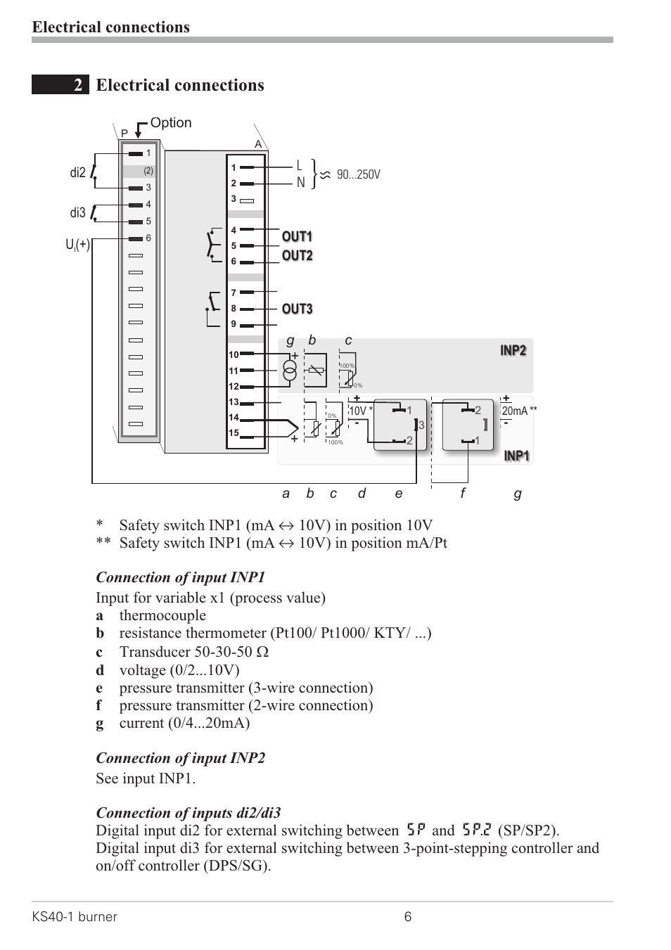 2 electrical connections 6, 2electrical connections, Electrical connections | West Control Solutions KS 40-1 Burner User Manual | Page 6 / 40