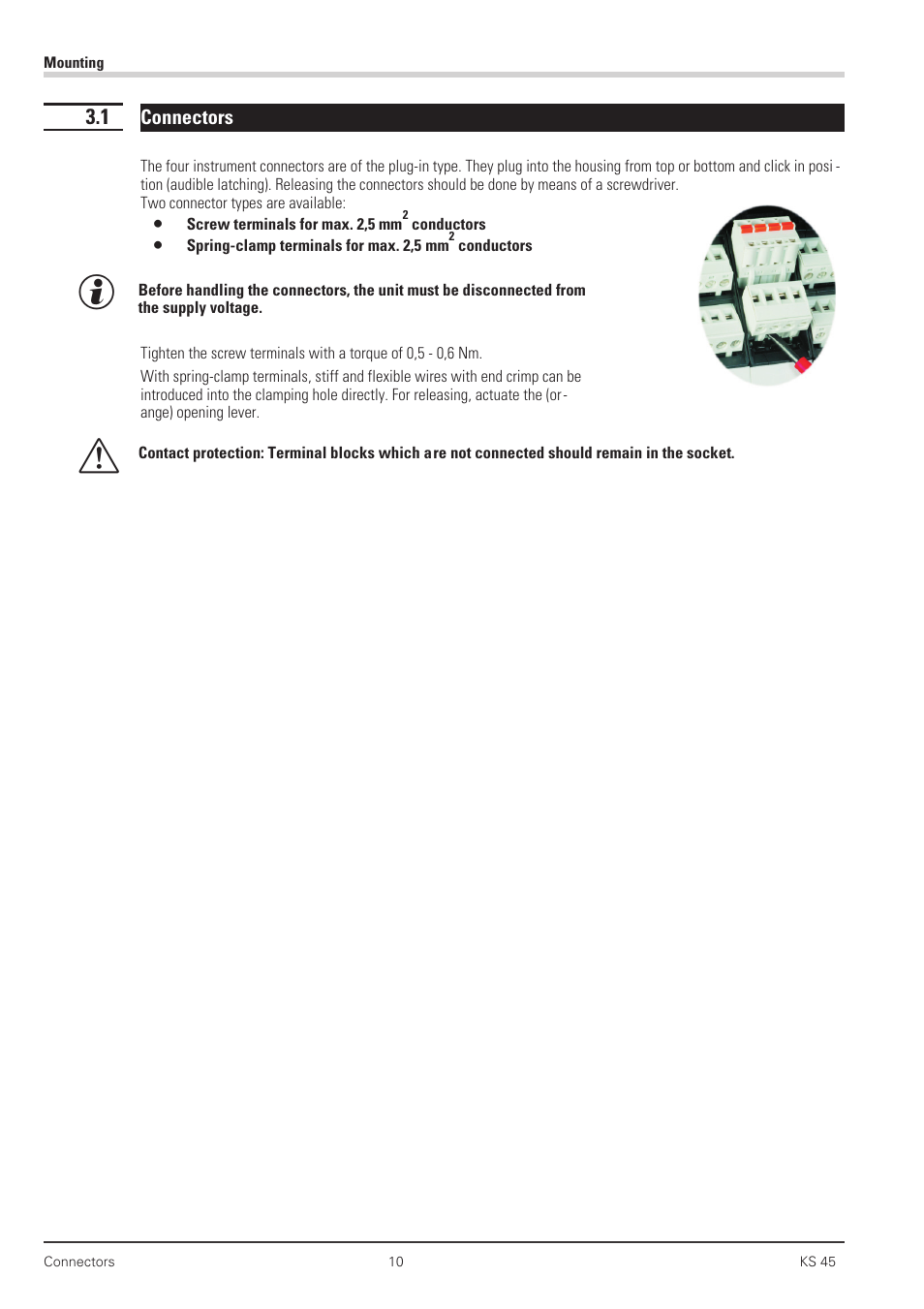 1 connectors 10, Connectors 10 | West Control Solutions KS 45 User Manual | Page 10 / 76