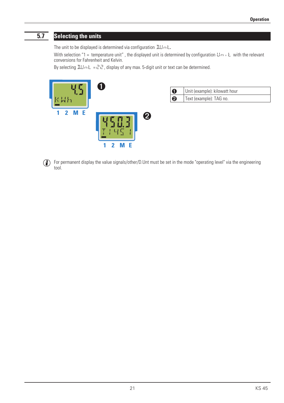7 selecting the units 21, Tag - no. 21, Units 21 | Kwh дььь | West Control Solutions KS 45 User Manual | Page 21 / 76
