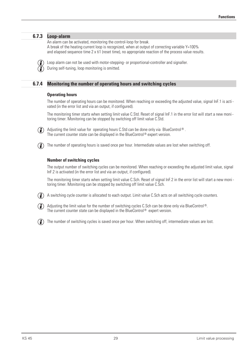 3 loop-alarm 29, Number of switching cycles 29, Operating hours 29 | West Control Solutions KS 45 User Manual | Page 29 / 76