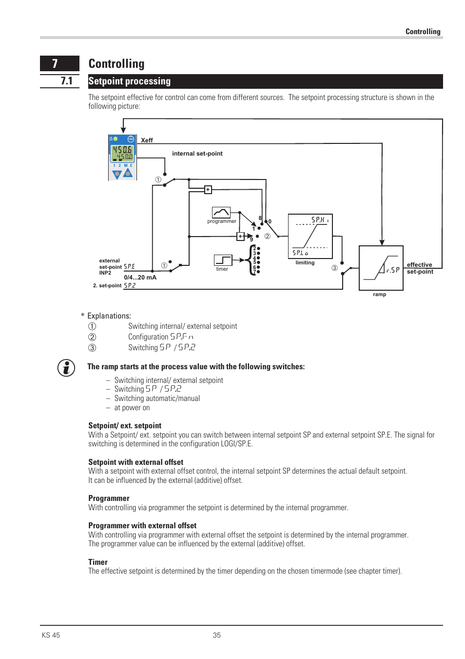 Controlling 35, 1 setpoint processing 35, Set-point processing 35 - 36 | 7 controlling, Setpoint processing | West Control Solutions KS 45 User Manual | Page 35 / 76