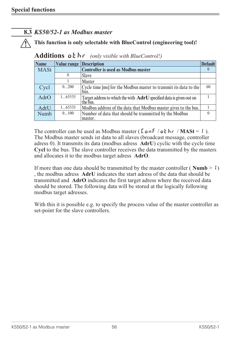 2 boost function 58, Boost function 58, Additions othr | West Control Solutions KS 50-1 User Manual | Page 58 / 72