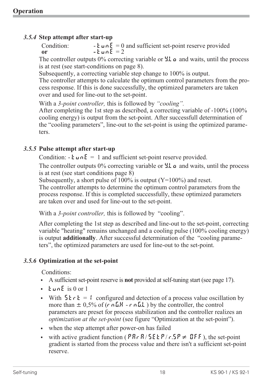 4 step attempt after start-up 18, 5 pulse attempt after start-up 18, 6 optimization at the set-point 18 | Optimization at the setpoint 18 | West Control Solutions KS 92-1 User Manual | Page 18 / 84