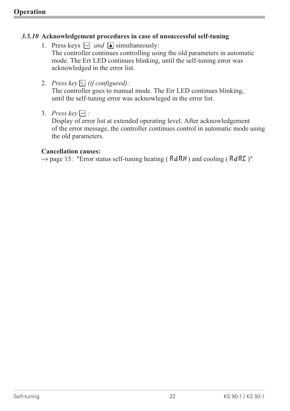 Cancelation causes 22 | West Control Solutions KS 92-1 User Manual | Page 22 / 84