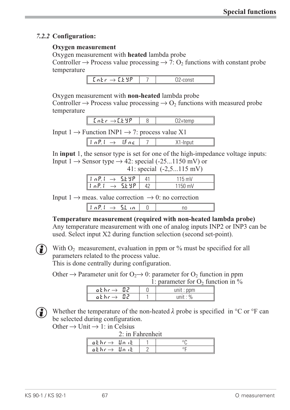 2 configuration: 67, Special functions | West Control Solutions KS 92-1 User Manual | Page 67 / 84