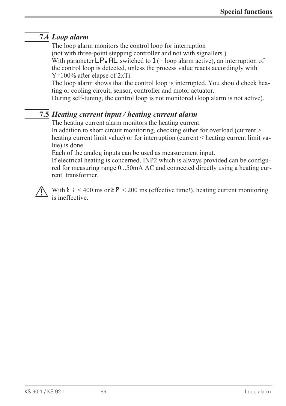 4 loop alarm 69, 5 heating current input / heating current alarm 69 | West Control Solutions KS 92-1 User Manual | Page 69 / 84