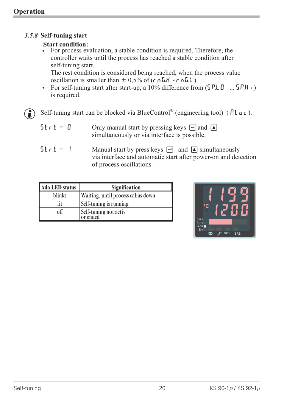 8 self-tuning start 20 | West Control Solutions KS 92-1 Programmer manual User Manual | Page 20 / 84