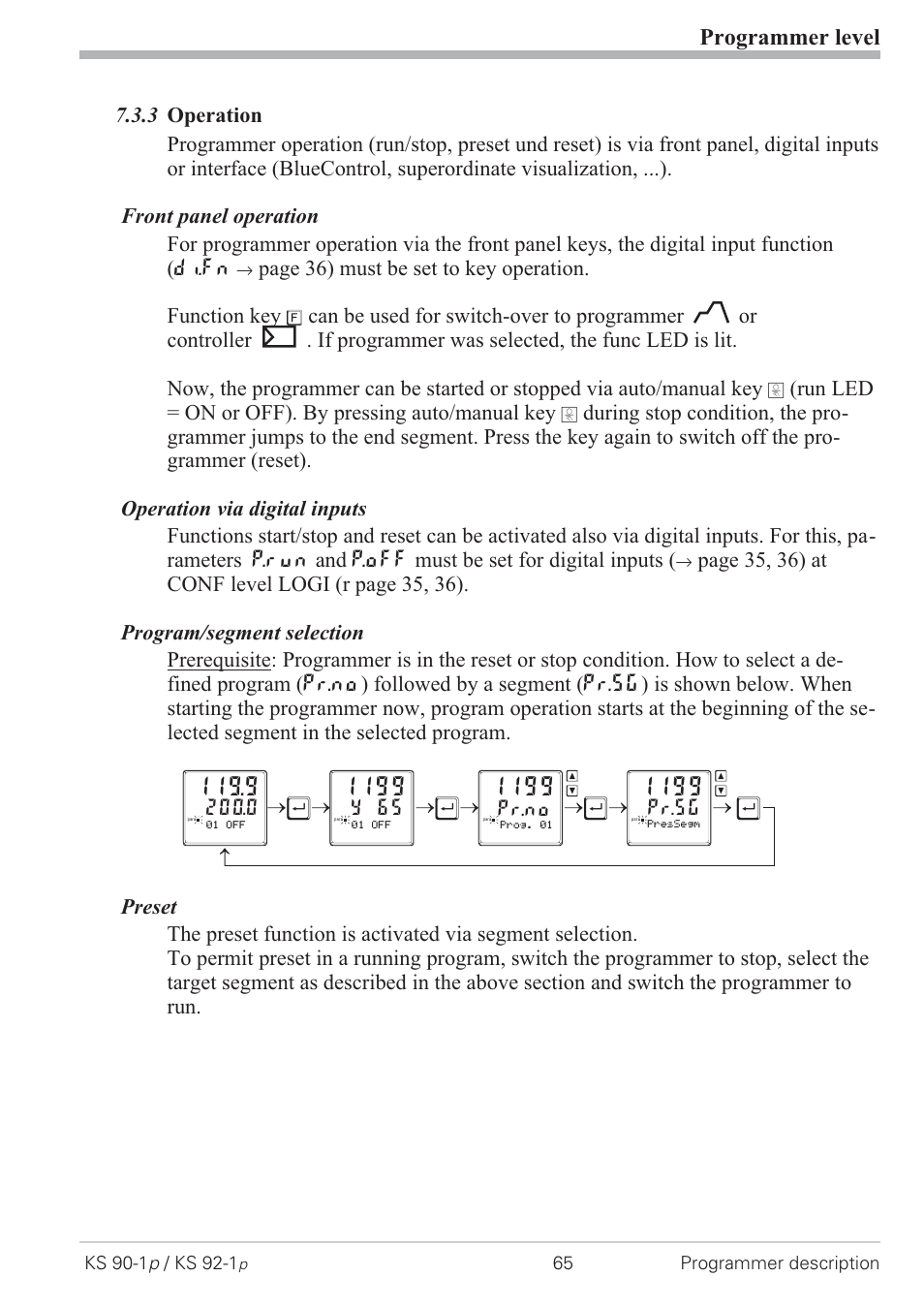 3 operation 65, Programmer level | West Control Solutions KS 92-1 Programmer manual User Manual | Page 65 / 84