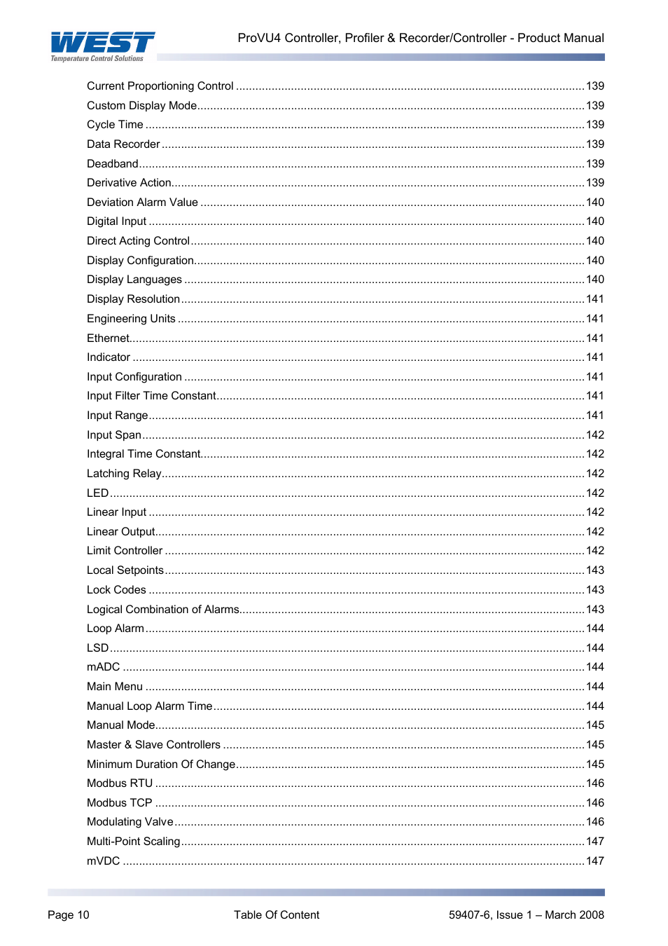 West Control Solutions ProVU 4 User Manual | Page 11 / 184