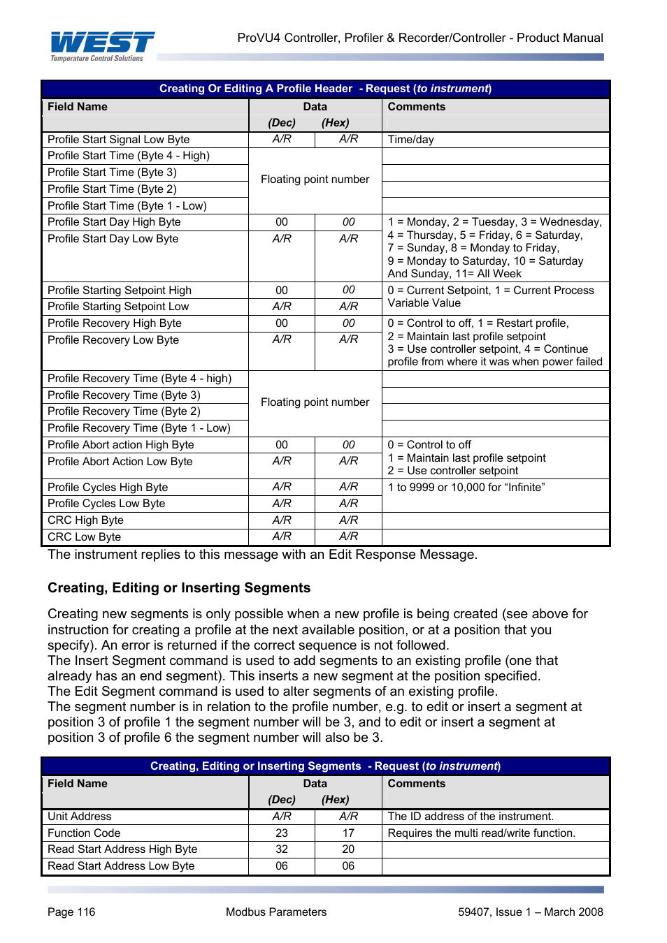 Creating, editing or inserting segments | West Control Solutions ProVU 4 User Manual | Page 117 / 184