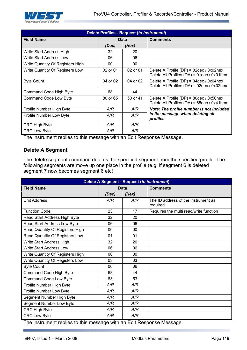 Delete a segment | West Control Solutions ProVU 4 User Manual | Page 120 / 184
