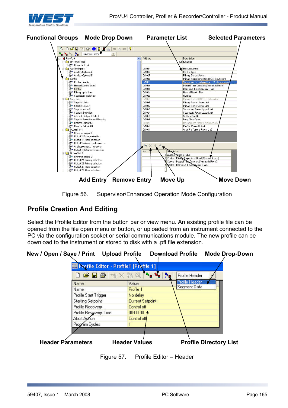 Profile creation and editing | West Control Solutions ProVU 4 User Manual | Page 166 / 184