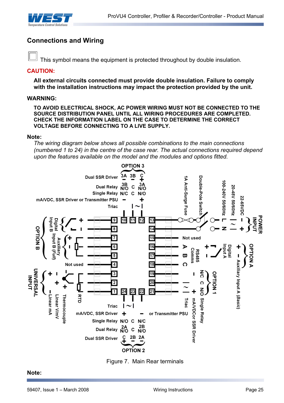 Connections and wiring | West Control Solutions ProVU 4 User Manual | Page 26 / 184
