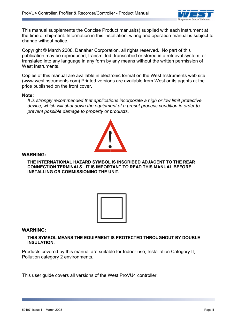 West Control Solutions ProVU 4 User Manual | Page 4 / 184