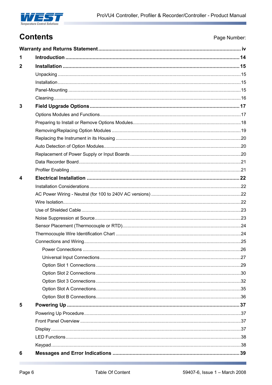 West Control Solutions ProVU 4 User Manual | Page 7 / 184