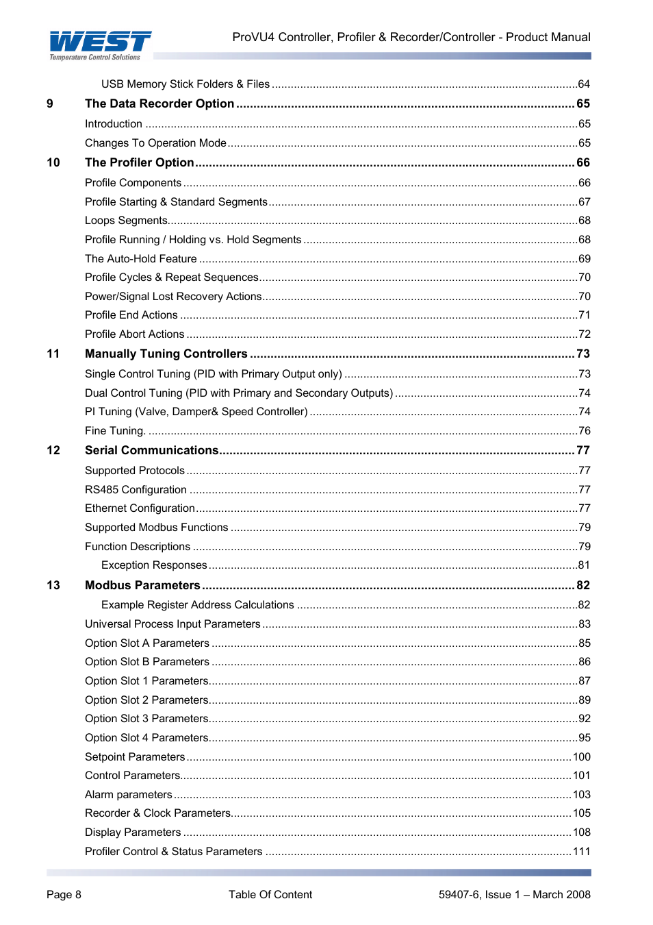 West Control Solutions ProVU 4 User Manual | Page 9 / 184