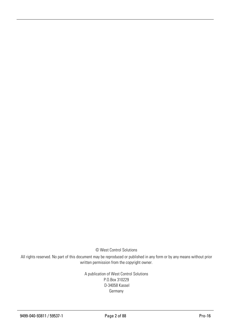West Control Solutions Pro-16 User Manual | Page 2 / 88