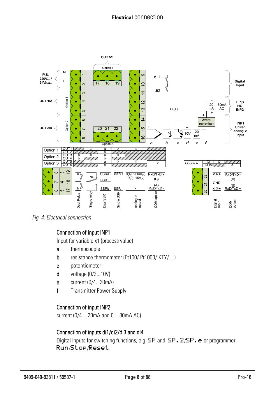 Electrical connection, Connection | West Control Solutions Pro-16 User Manual | Page 8 / 88