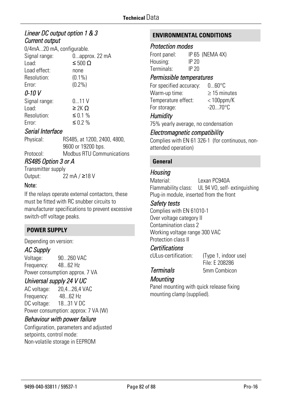 Data | West Control Solutions Pro-16 User Manual | Page 82 / 88