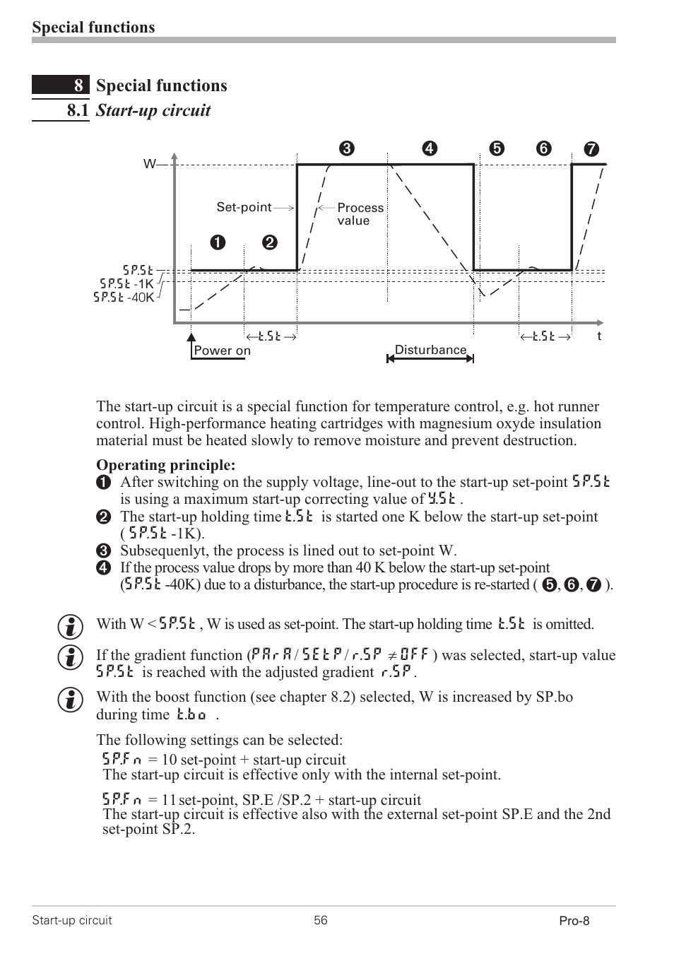 7 programmer 56, Changing segment end setpoint 56, Changing segment time 56 | Parameter setting 56, Set-up 56, Starting/stopping 56 | West Control Solutions Pro-8 User Manual | Page 56 / 72