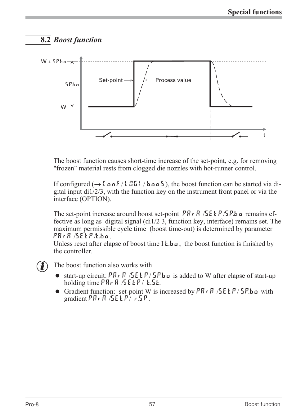 8 special functions 57, 1 start-up circuit 57, Start-up circuit 57 | West Control Solutions Pro-8 User Manual | Page 57 / 72