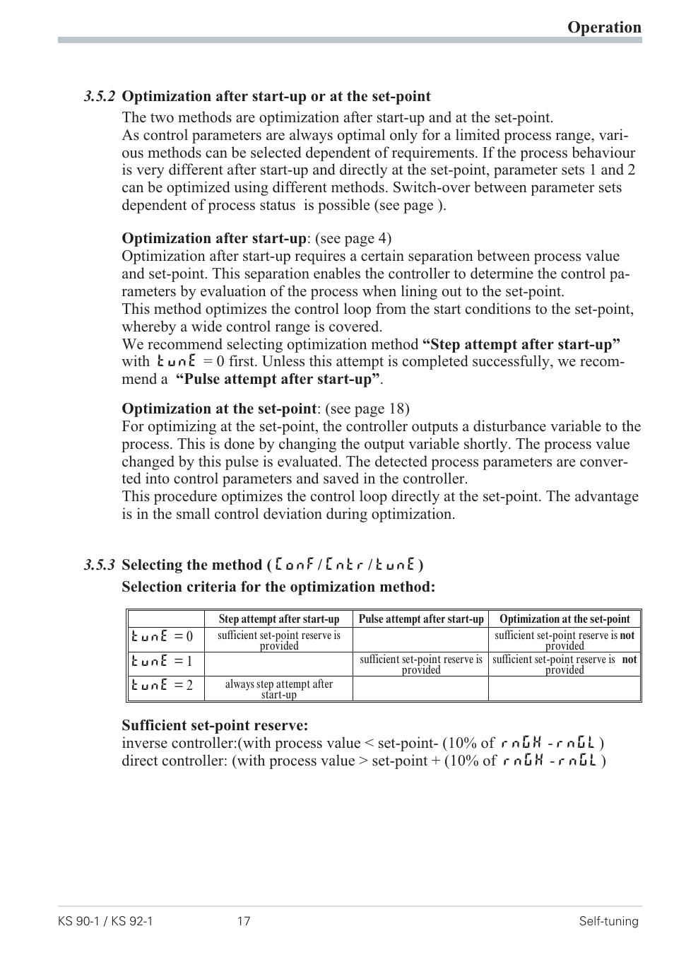 3 selecting the method ( conf / cntr / tune ) 17, Operation | West Control Solutions Pro-4 User Manual | Page 17 / 84