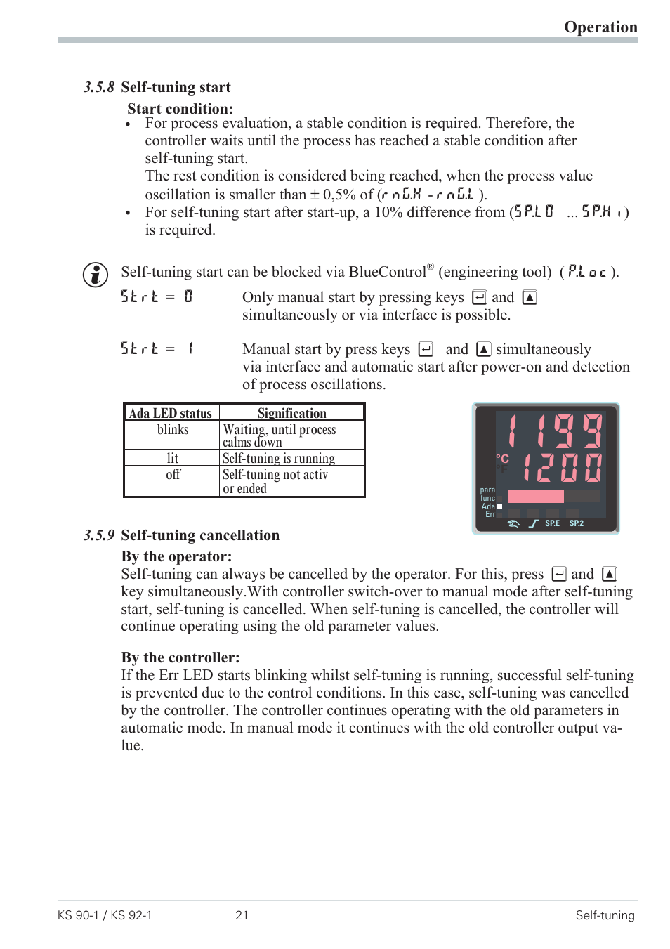 8 self-tuning start 21, 9 self-tuning cancellation 21, Cancelation 21 | West Control Solutions Pro-4 User Manual | Page 21 / 84