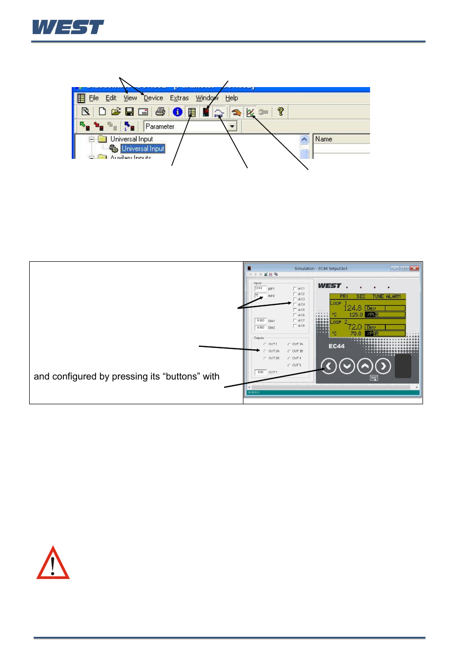 Instrument simulation, Configuring the connection | West Control Solutions Pro-EC44 User Manual | Page 243 / 274