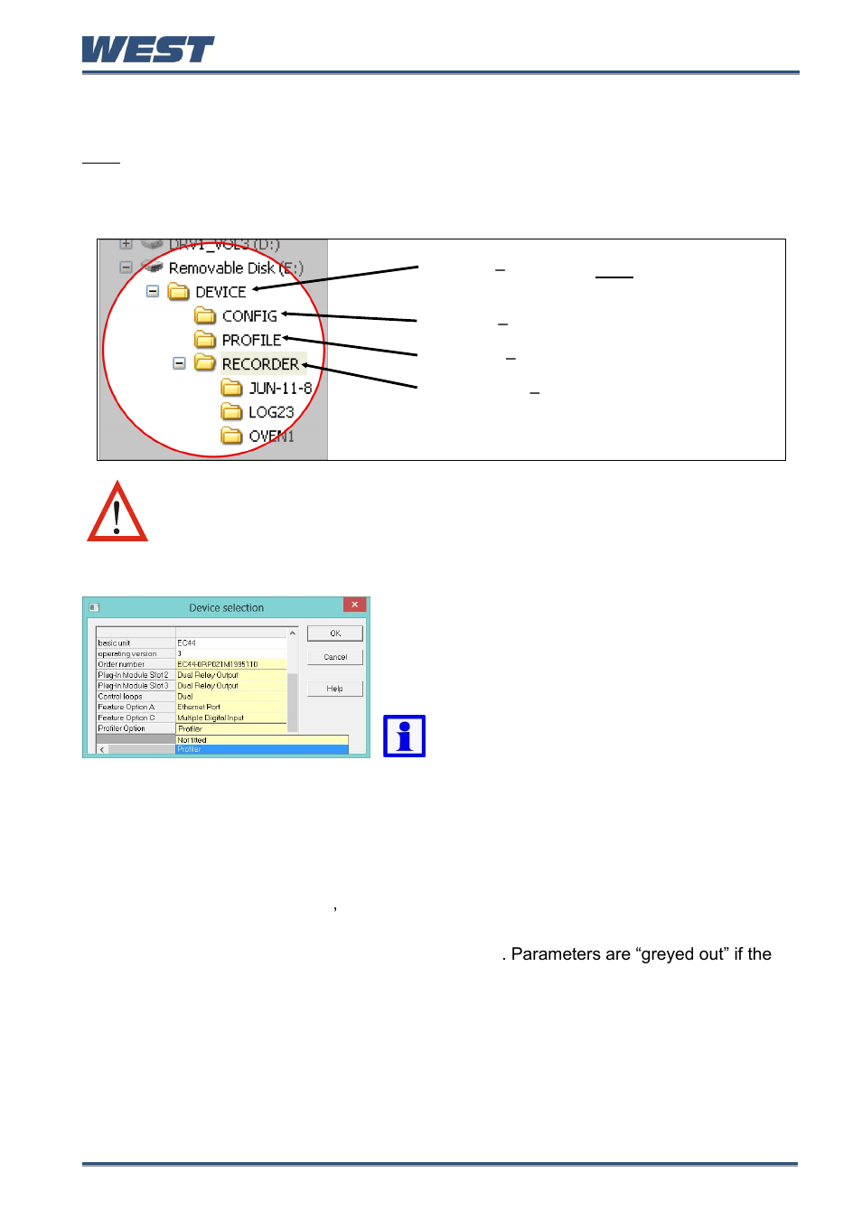 Usb memory stick folders & files, Instrument configuration, Main parameter adjustment | West Control Solutions Pro-EC44 User Manual | Page 246 / 274