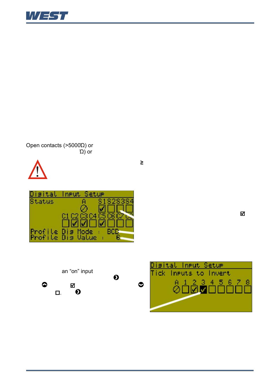 10 digital inputs, Digital signal type, Inverting digital inputs | Digital inputs | West Control Solutions Pro-EC44 User Manual | Page 82 / 274