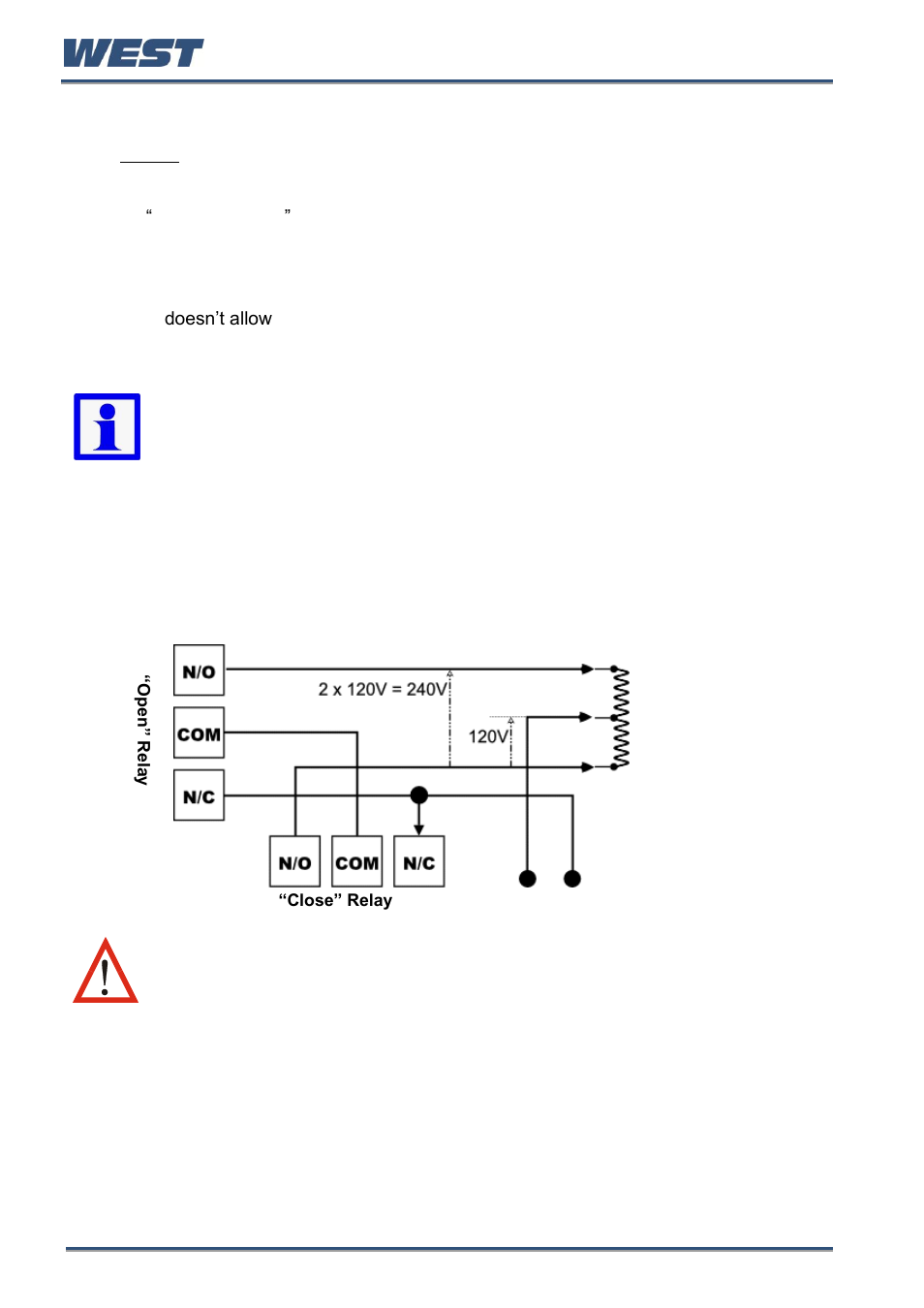 14 valve motor drive / 3-point stepping control, Valve motor drive / 3-point stepping control, O pe n” r elay | Close” relay, 120v supply, Open valve winding, Close valve winding, Valve common | West Control Solutions Pro-EC44 User Manual | Page 91 / 274