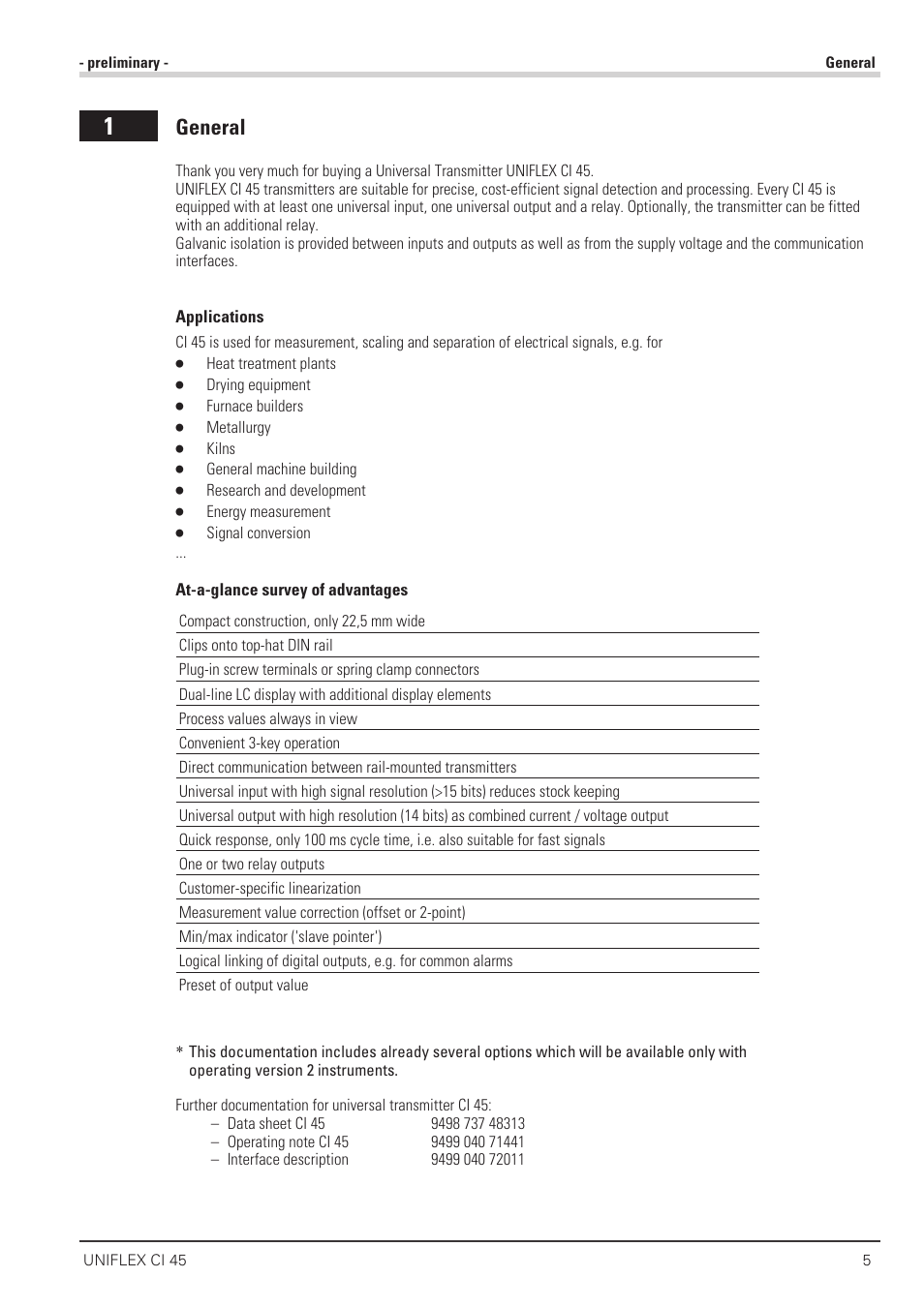 General 5, Applications 5 | West Control Solutions CI 45 User Manual | Page 5 / 60