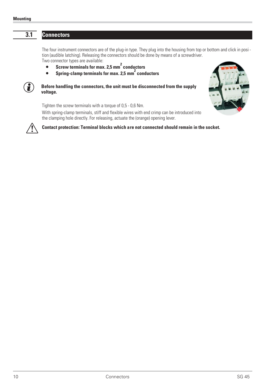 1 connectors 10, Connectors 10 | West Control Solutions SG 45 User Manual | Page 10 / 56